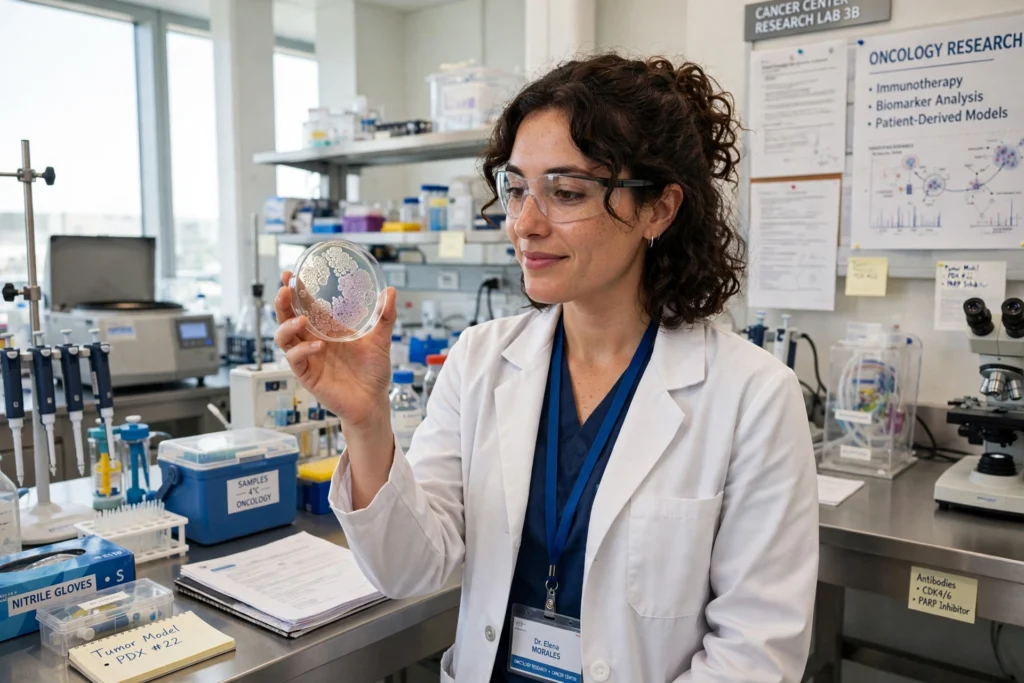Researcher preparing a personalised cancer vaccine in a laboratory